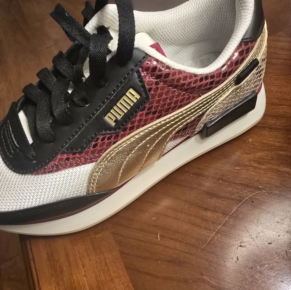 Puma Women's Sneakers in white Gold, and Black